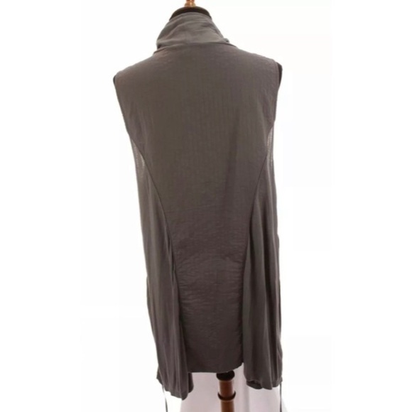 Coldwater Creek Womens Ruched Tie Front Duster Vest Cardigan Gray Sz M 10-12 - Picture 7 of 9